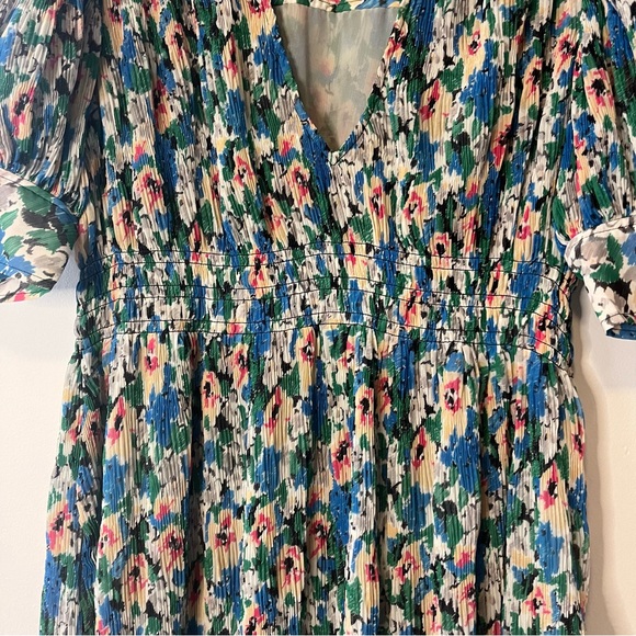 GANNI Pleated Georgette Midi Dress floral print - Picture 8 of 9